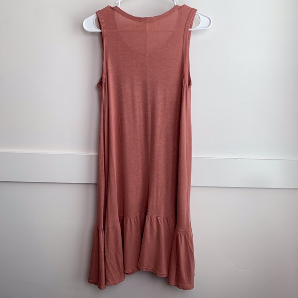 Pinc Dusty Rose Sleeveless Drop Waist Mini Dress - Picture 2 of 6